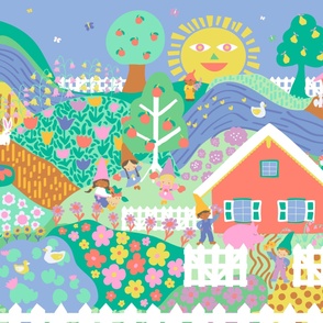 Happy Gnome Farm Playmat            ***repeat by the yard***