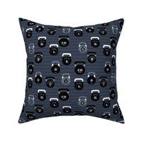 Take me to the gym kettle bells weight lifting and squatting theme sports design navy blue black boys