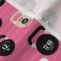 Take me to the gym kettle bells and funny quotes and affirmations fit girl weight lifting theme sports design cream black white on pink