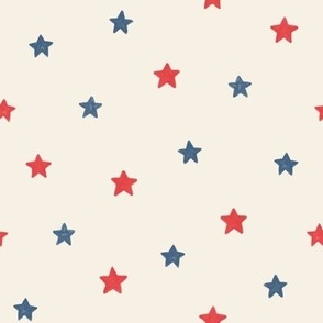 Red White and Blue USA Patriotic Stars - Ivory Background