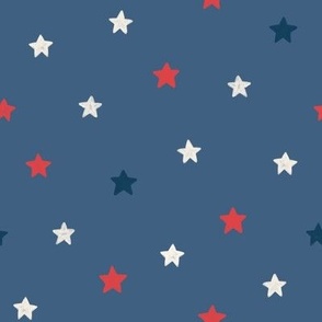 Red White and Blue USA Patriotic Stars - Blue Background