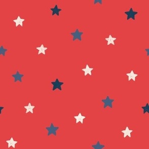 Red White and Blue USA Patriotic Stars - Red Background