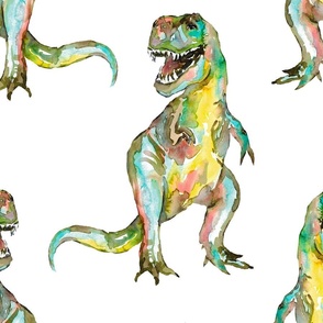 Watercolor Dinosaur T-Rex Front Fabric Panel –