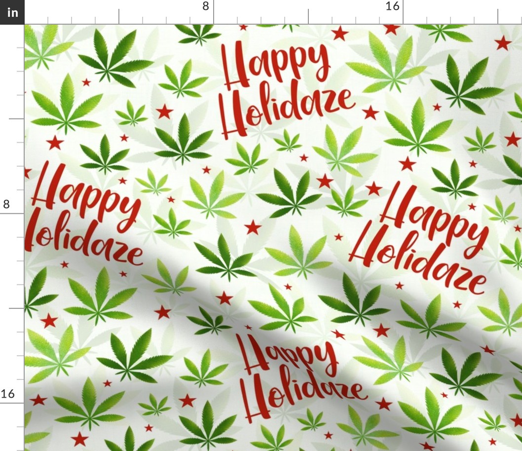 Large Scale Happy Holidaze Funny Adult Humor Marijuana Christmas Pot Plant Green Holiday Weed Leaves