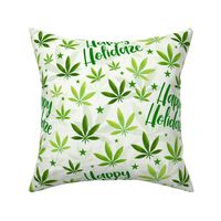 Large Scale Happy Holidaze Funny Adult Humor Marijuana Christmas Pot Plant Green Holiday Weed Leaves
