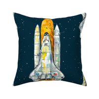 Rocket ship large navy with stars