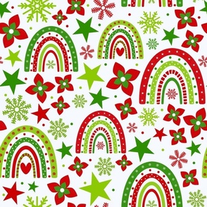 Large Scale Christmas Rainbows Stars and Snowflakes on White