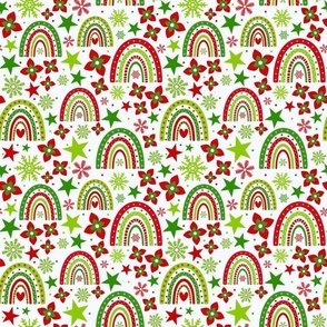 Medium Scale Christmas Rainbows Stars and Snowflakes on White