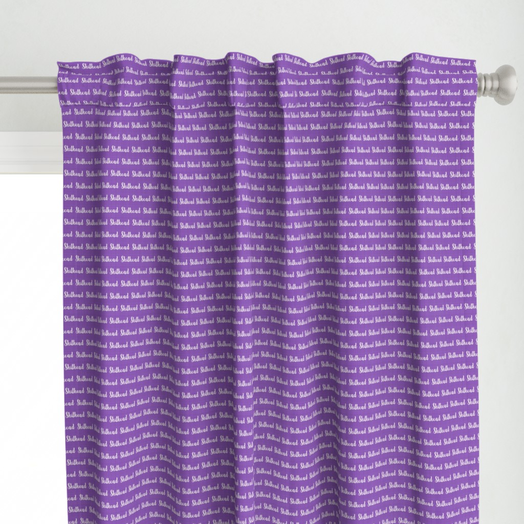 Small Scale Shithead White Letters on Purple Texture Background