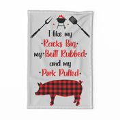 Fabric Fat Quarter Panel for Tea Towel or Wall Art Hanging I Like My Racks Big Butt Rubbed Pork Pulled Funny Barbecue Meat Smoker Humor