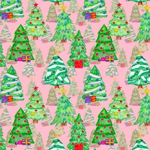 Christmas trees detailed pink