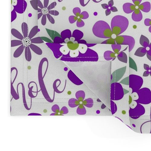 Large Scale Asshole Purple Floral on White Funny Adult Swear Humor