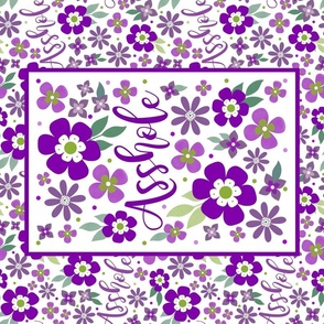 Large 27x18 Fat Quarter Panel Asshole Purple Floral on White Funny Adult Swear Humor for Tea Towel or Wall Hanging