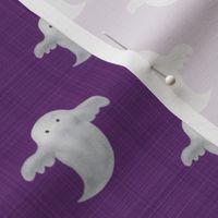Medium Scale Halloween Watercolor Ghosts on Purple Texture Background