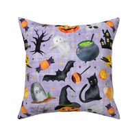 Large Scale Halloween Scatter on Purple Texture Background