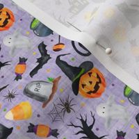 Small Scale Halloween Scatter on Purple Texture Background