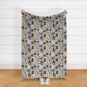 Large Scale Halloween Scatter on Grey Texture Background