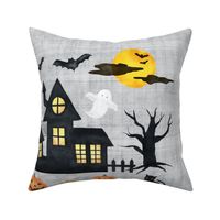 18x18 Pillow Sham Front Fat Quarter Size Makes 18" Square Cushion Haunted Halloween House