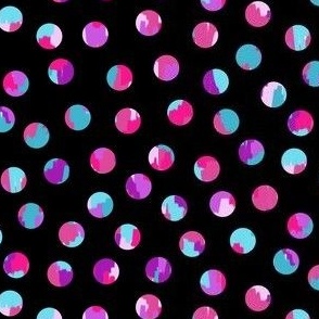 Joyful spots in pink, blue and purple on black