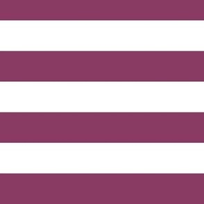 Large Horizontal Awning Stripe Pattern - Boysenberry and White