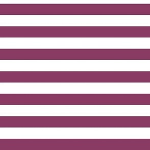 Horizontal Awning Stripe Pattern - Boysenberry and White