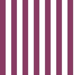 Vertical Awning Stripe Pattern - Boysenberry and White