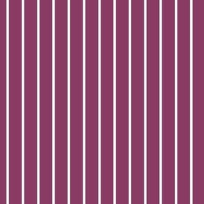 Vertical Pin Stripe Pattern - Boysenberry and White