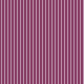 Small Vertical Pin Stripe Pattern - Boysenberry and White