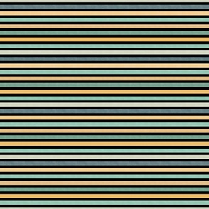 Small Scale Retro Beetle Bug Stripe Coordinate in Mustard Yellow Aqua Teal and Black