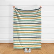 Large Scale Retro Beetle Bug Stripe Coordinate in Mustard Yellow Aqua Teal and White