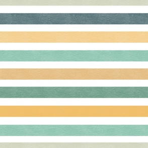 Large Scale Retro Beetle Bug Stripe Coordinate in Mustard Yellow Aqua Teal and White