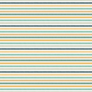 Small Scale Retro Beetle Bug Stripe Coordinate in Mustard Yellow Aqua Teal and White