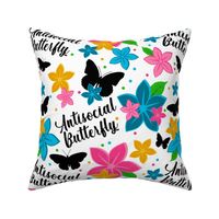 Large Scale Antisocial Butterfly Funny Not Social Colorful Floral 