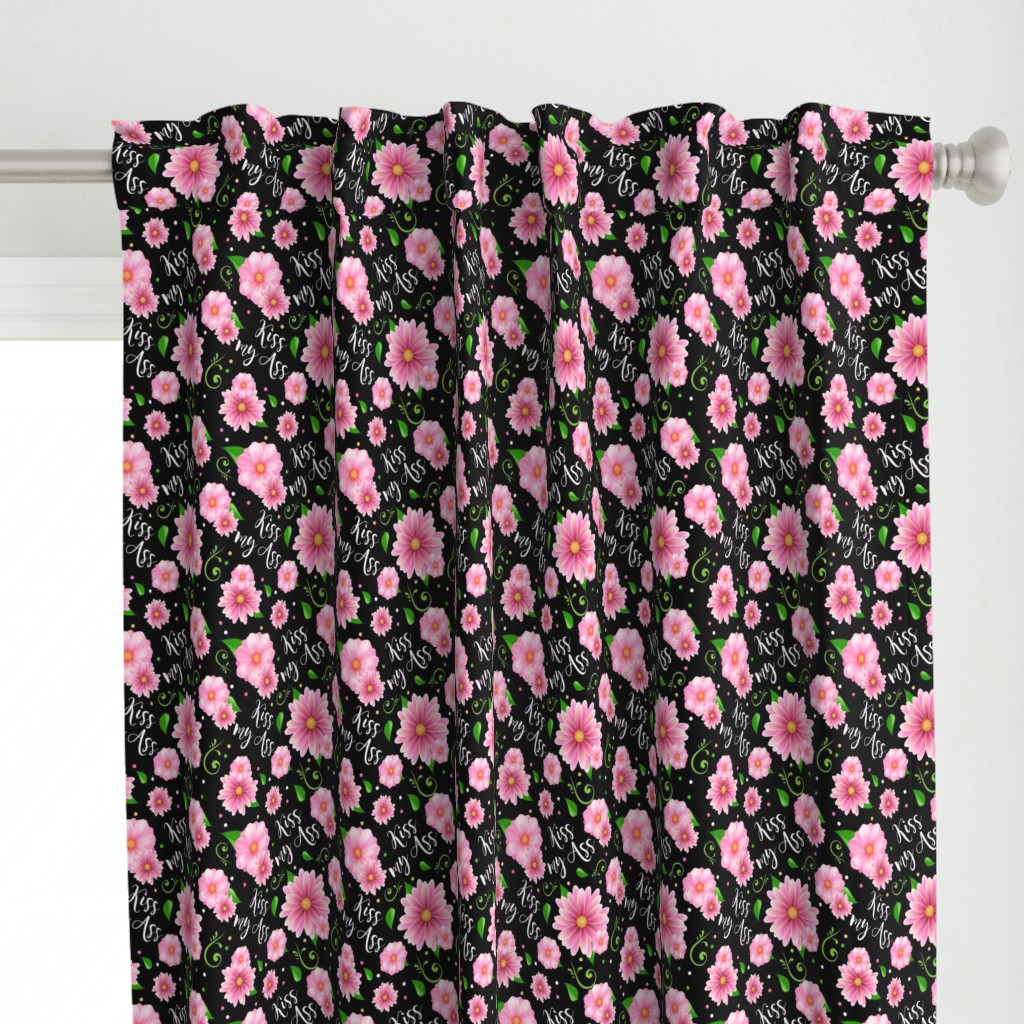 Medium Scale Kiss My Ass Funny Adult Humor Sweary Pink Floral