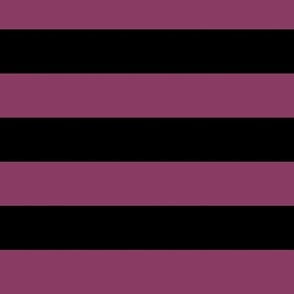 Large Horizontal Awning Stripe Pattern - Boysenberry and Black