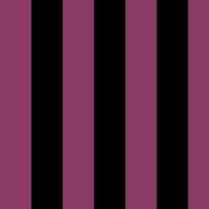 Large Vertical Awning Stripe Pattern - Boysenberry and Black