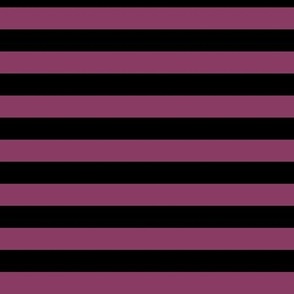 Horizontal Awning Stripe Pattern - Boysenberry and Black