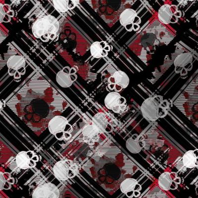 Plaid skull red -ch