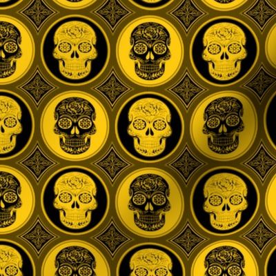 Small Yellow and Black Skulls Calaveras Day of the Dead Dia de los Muertos