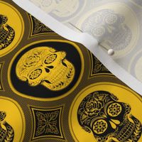 Small Yellow and Black Skulls Calaveras Day of the Dead Dia de los Muertos