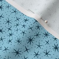 stellate whimsy in navy on light blue