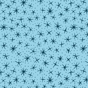 stellate whimsy in navy on light blue