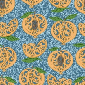 Peach Flourish Blue