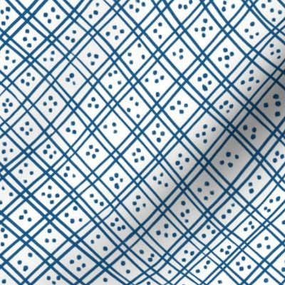 blue delft criss cross dots // white // medium scale