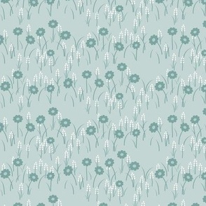 Lois Floral: Dusty Aqua Meadow Flowers, Cottage Small Print