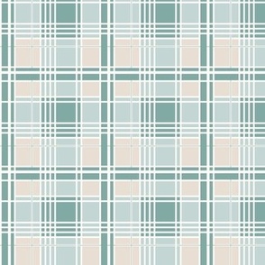 Luanne Plaid: Aqua & Beige Post War Cottage  