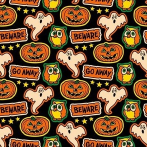Retro Halloween with Ghosts, Owls & Jack-O-Lanterns