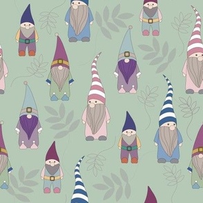 Gnomes/green background/
