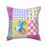 pink purple tractor cheater quilt rotated
