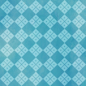 Teal watercolor Chinese check